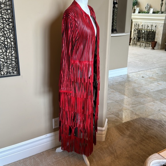 Shear leather fringe, duster jacket never worn perfect for Stage coach !! - Picture 4 of 6